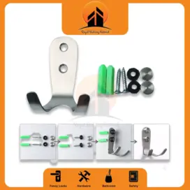 1pcs Coat Hooks Wall-Mounted 2 Hole Towel Hanger For Coats Hats Clothing Home Storage Hooks stainless steel Hook Towel Hanger
