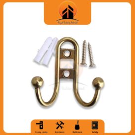 Simple Vintage style decoration wall hooks bronze clothes bag towel two hooks antique brass kitchen bathroom hooks with screws
