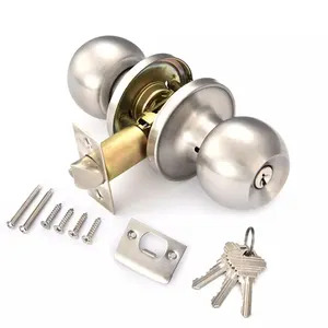 Stainless Steel Round Lever Handle Knob Door Entry Lock Bedroom Mortise Lock - Image 2
