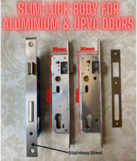 Slim Lock Body For Aluminum & UPVC Doors in SN Colour
