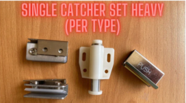 Glass Single & Double Door Cabinet Catcher Set with Push Plate & Hinge (Per Type)