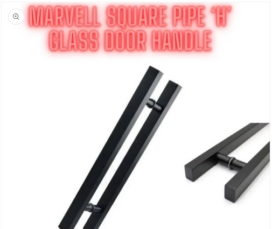 Square Pipe ‘H’ Shaped Glass Door Handle in Black Colour