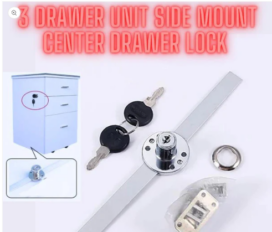 3 Drawer Unit Side Mounted Center Drawer Lock