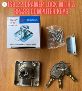 Digao 138.22 Drawer Lock with 2 & 3 Brass Computer Keys Option