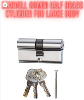 60mm Half Brass Cylinder with 3 Brass Computer Keys For Large Lock Body