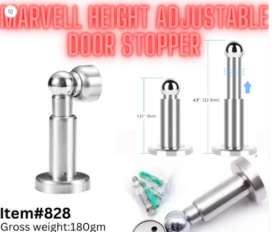 Height Adjustable Stainless Steel Door Stopper – Heavy Duty Magnetic Floor Door Stop | Item #828