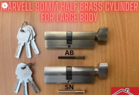 90mm Half Brass Cylinder With 3 Brass Computer Keys For Large Lock Body