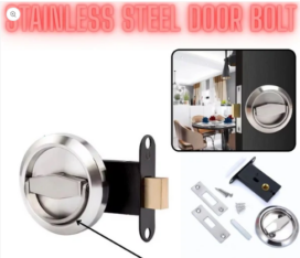 Stainless Steel Door Bolt with Folding Handle | Concealed Round Flush Bolt (SN Finish)