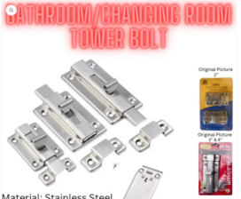 Stainless Steel Changing Room/Bathroom Door Tower Bolt Without Button